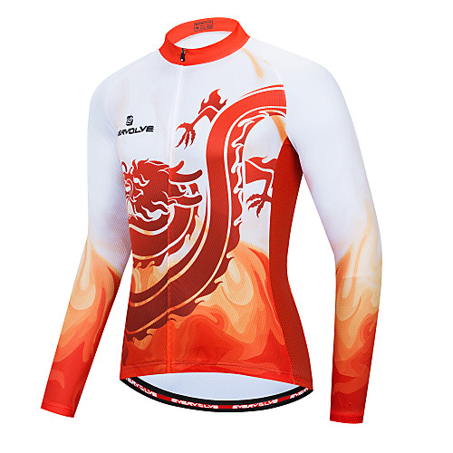

Men's Long Sleeve Cycling Jersey Winter White Gradient Geometic Bike Jersey Quick Dry Breathable Reflective Strips Back Pocket Sports Gradient Clothing Apparel / Micro-elastic / Athleisure