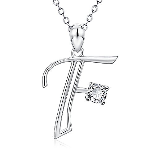 

initial necklace 925 sterling silver letter f alphabet 26 pendant necklace jewelry for women teen girls