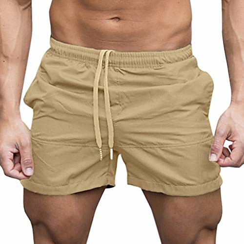 

men casual sports jogging elasticated waist shorts pants trousers khaki