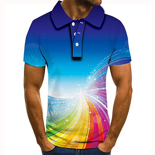 

Men's Golf Shirt Tennis Shirt 3D Print Graphic Print Short Sleeve Daily Tops Basic Rainbow