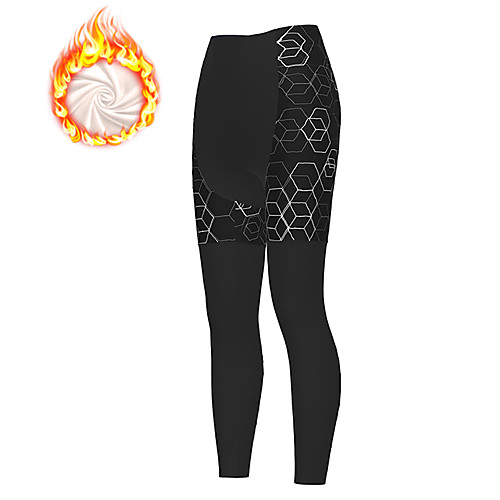 

21Grams Women's Cycling Tights Cycling Pants Winter Fleece Bike Tights Padded Shorts / Chamois Pants Thermal Warm Fleece Lining Breathable Sports Patchwork Gradient Black Mountain Bike MTB Road Bike