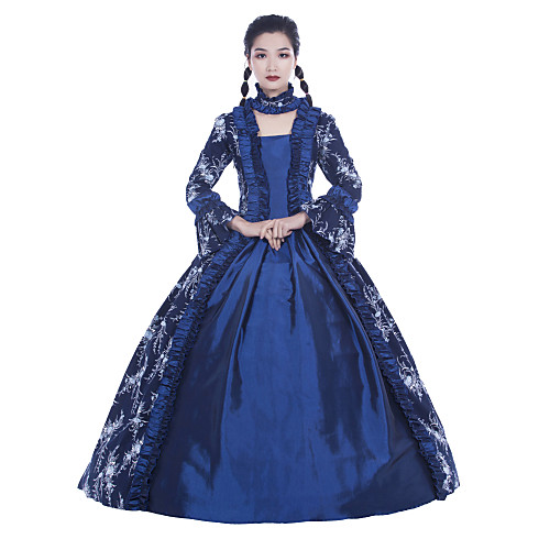 

Maria Antonietta Retro Vintage Rococo 18th Century Vacation Dress Dress Masquerade Prom Dress Women's Satin Costume Royal Blue Vintage Cosplay Party Prom Long Sleeve Floor Length Ball Gown Plus Size