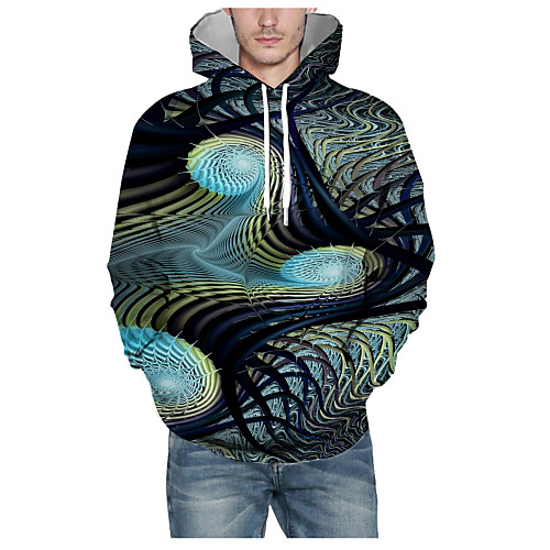 

Men's Pullover Hoodie Sweatshirt Print Graphic 3D Hooded Daily 3D Print Basic Hoodies Sweatshirts Long Sleeve Black