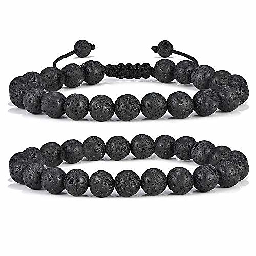 

lava bracelet gifts for him - natural black lava rock black agate stone women mens anxiety bracelet, aromatherapy essential oil diffuser healing bracelet retirement gifts for men