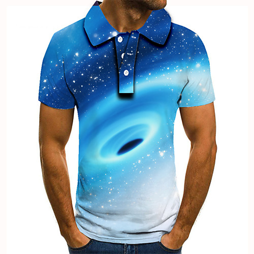 

Men's Golf Shirt Tennis Shirt 3D Print Graphic Print Short Sleeve Daily Tops Basic Blue