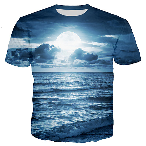 

Men's T shirt Shirt 3D Printing Holiday Short Sleeve Daily Wear Tops Round Neck White Purple Red / Summer