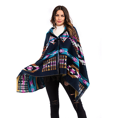 

Women's Basic Knitted Striped Pullover Long Sleeve Sweater Cardigans Hooded Fall Winter Blue Brown