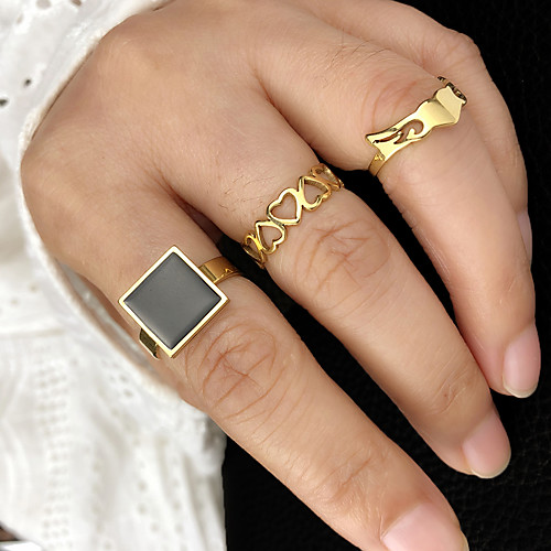 

Ring Silver Gold Stainless Steel Titanium Steel Heart Love Stylish Simple Luxury 3pcs Index Finger / Women's