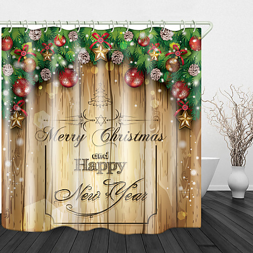 

Christmas English Decoration Cigital Printing Shower Curtain English Green Leaf Digital Printing Shower Curtain Shower Curtains & Hooks Modern Polyester New Design