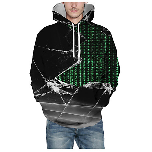 

Men's Pullover Hoodie Sweatshirt Print Graphic 3D Hooded Daily 3D Print Basic Hoodies Sweatshirts Long Sleeve Black