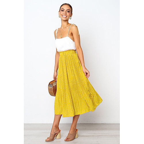 

Women's Casual / Daily Basic Skirts Polka Dot Peplum Chiffon White Black Red / Loose