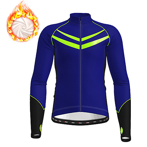 

21Grams Men's Long Sleeve Cycling Jersey Winter Fleece Polyester Black Blue Dark Gray Patchwork Novelty Bike Jacket Jersey Top Mountain Bike MTB Road Bike Cycling Fleece Lining Warm Breathable Sports