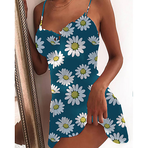 

Women's Strap Dress Short Mini Dress Blue White Black Red Sleeveless Floral Graphic Prints Floral Print Summer V Neck Basic 2021 XS S M L XL 2XL