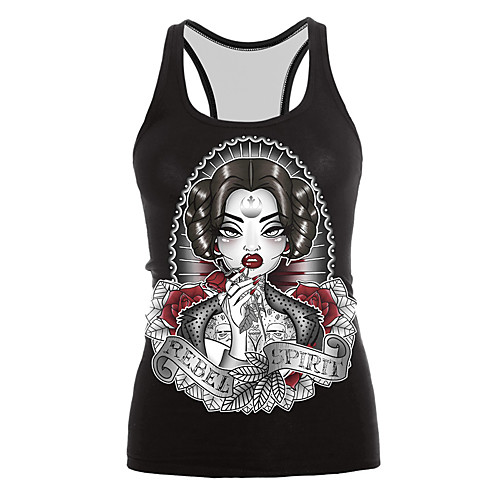 

Women's Halloween Tank Top Portrait U Neck Halloween Tops Black