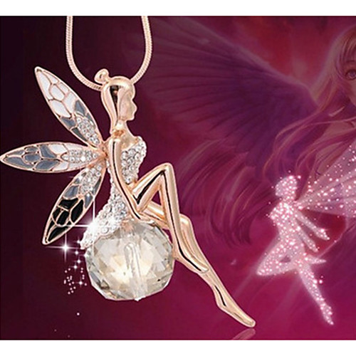 

Women's Clear Pendant Necklace Long Necklace Drop Angel Dainty Romantic European Zircon Glass Alloy Rose Gold 51-80 cm Necklace Jewelry For Wedding Gift Prom Birthday Party Festival