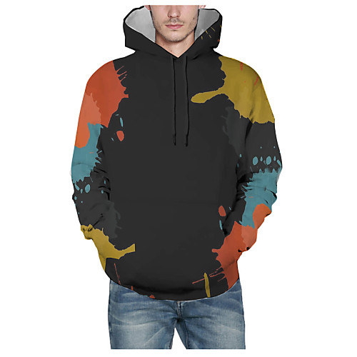 

Men's Pullover Hoodie Sweatshirt Graphic 3D Hooded Daily 3D Print Basic Hoodies Sweatshirts Long Sleeve Black