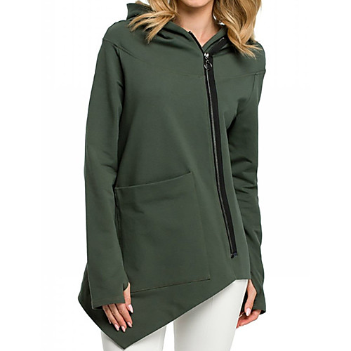 

Women's Hoodie Zip Up Hoodie Sweatshirt Solid Colored Zip Up Basic Hoodies Sweatshirts Oversized Army Green White Black