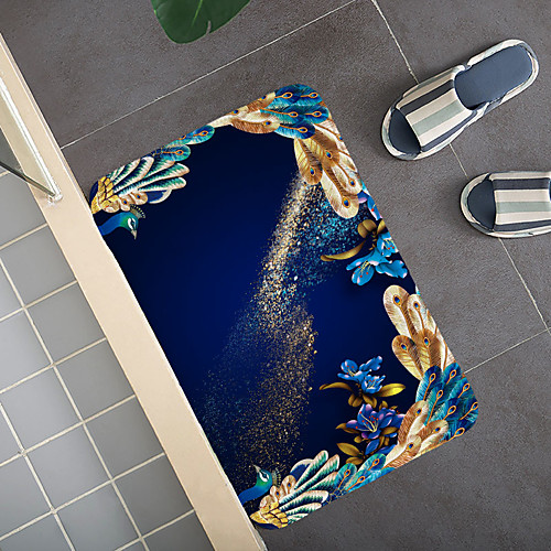 

1pc Modern Golden Peacock Bath Mats / Bath Rugs Coral Velve Geometric / Abstract 5mm Bathroom New Design