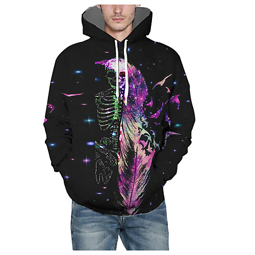 

Men's Pullover Hoodie Sweatshirt Graphic Skull Hooded Halloween Daily 3D Print Basic Hoodies Sweatshirts Long Sleeve Black