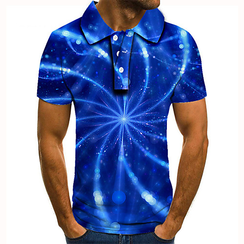 

Men's Golf Shirt Tennis Shirt 3D Print Graphic Optical Illusion Print Short Sleeve Daily Tops Basic Blue