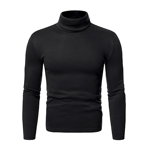

Men's T shirt Shirt non-printing Solid Colored Long Sleeve Daily Tops Cotton Basic Round Neck White Wine Black