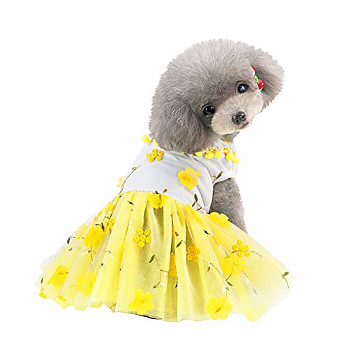

small dog girl dress pet clothes lace tutu bow shirt skirt cat puppy clothing