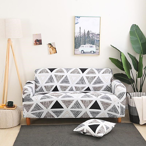 

Stretch Slipcover Sofa Cover Couch Cover Triangle Printed Sofa Cover Stretch Couch Cover Sofa Slipcovers for 1~4 Cushion Couch with One Free Pillow Case