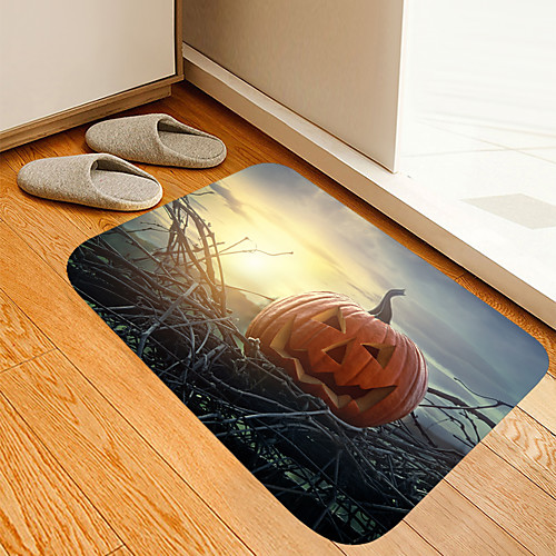 

Halloween Sunlight Withered Pumpkin Digital Printing Floor Mat Flowers Kitten Girl Modern Bath Mats Nonwoven / Memory Foam Novelty Bathroom