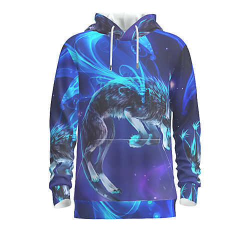 

Men's Pullover Hoodie Sweatshirt Graphic Animal Hooded Daily 3D Print Basic Hoodies Sweatshirts Long Sleeve Blue