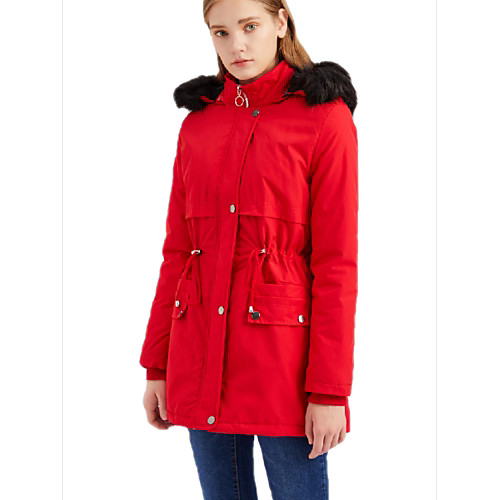 

Women's Padded Long Coat Loose Jacket Solid Colored Army Green Black / Cotton / Cotton