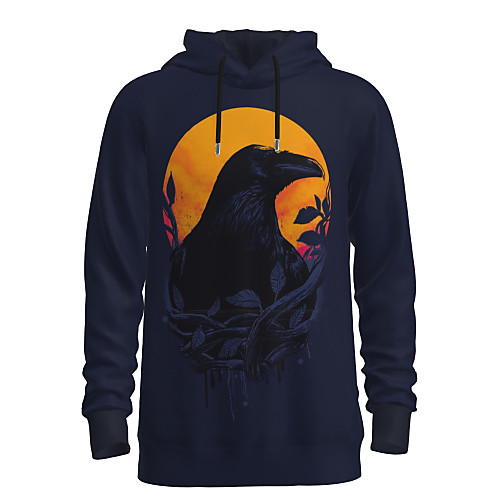 

Men's Pullover Hoodie Sweatshirt Graphic 3D Animal Hooded Daily 3D Print Basic Hoodies Sweatshirts Long Sleeve Blue