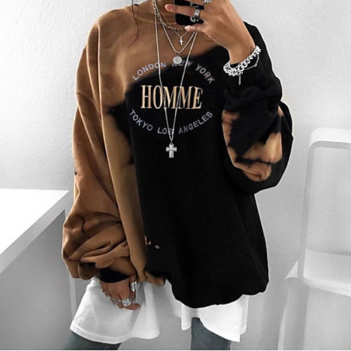 

Women's Hoodie Sweatshirt Graphic Text Letter Oversized Daily Other Prints Basic Oversized Hoodies Sweatshirts Loose Black