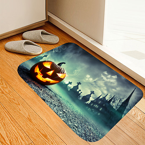 

Halloween Evil Pumpkin Tombstone Castle Digital Printing Floor Mat Flowers Kitten Girl Modern Bath Mats Nonwoven / Memory Foam Novelty Bathroom