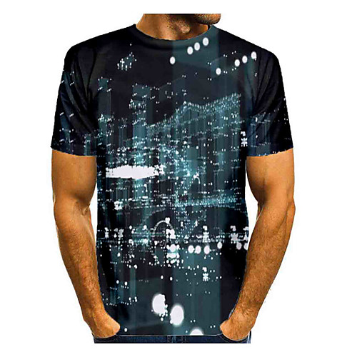 

Men's T shirt Shirt 3D Print Graphic Abstract Short Sleeve Daily Tops Basic Round Neck Black