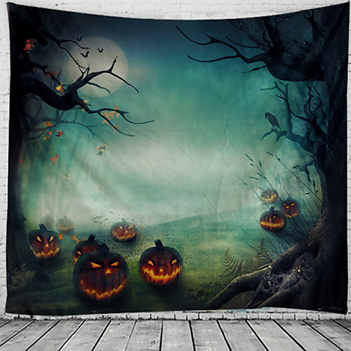 

Halloween Wall Tapestry Art Decor Blanket Curtain Picnic Tablecloth Hanging Home Bedroom Living Room Dorm Decoration Psychedelic Pumpkin Haunted Scary Polyester