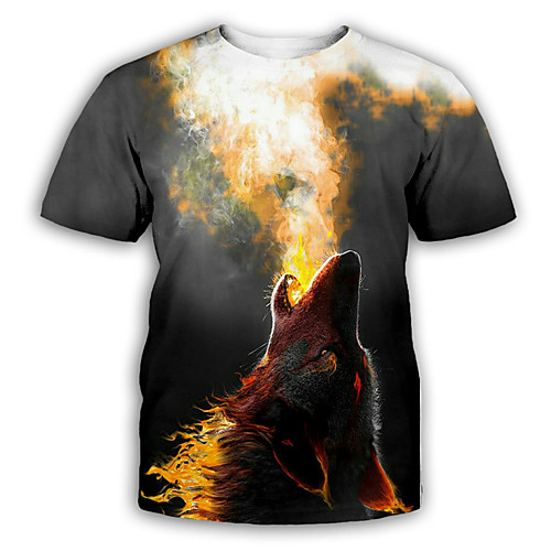 

Men's T shirt Shirt 3D Print Graphic Print Short Sleeve Party Tops Exaggerated Round Neck Dark Gray