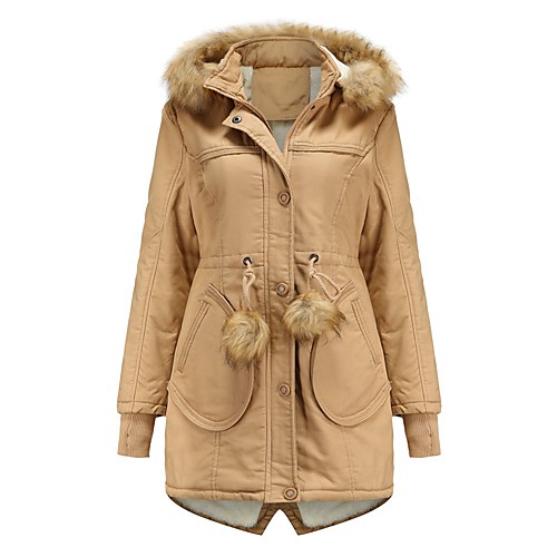 

Women's Parka Long Coat Loose Jacket Solid Colored Blue Blushing Pink