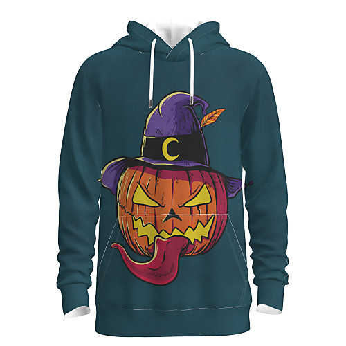 

Men's Pullover Hoodie Sweatshirt Graphic Character Hooded Halloween Weekend 3D Print Casual Halloween Hoodies Sweatshirts Long Sleeve Blue