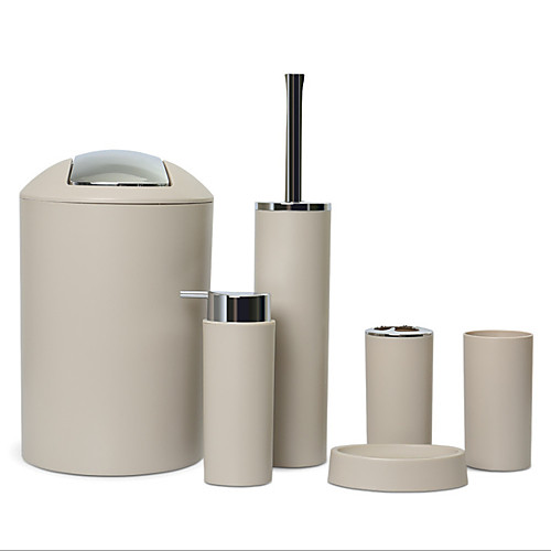 

Bathroom Accessories Set 6 Pcs Toilet Brush Soap Dish Trash Can Toothbrush Cup Soap Dispenser Household for Bath Decoration ABS