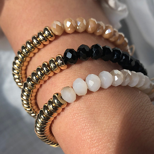

Women's Bead Bracelet Bracelet Crystal Bracelet Beaded Fashion Birthday Luxury Fashion European Trendy Boho Austria Crystal Bracelet Jewelry khaki / White / Black For Gift Date Birthday Beach Festival
