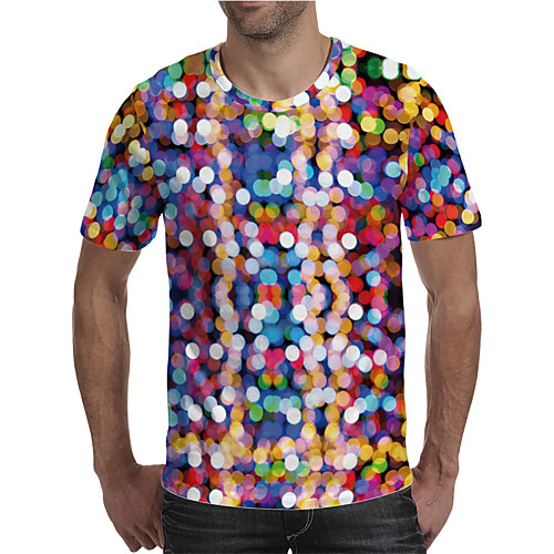 

Men's T shirt Shirt 3D Print Graphic Plus Size Print Short Sleeve Daily Tops Elegant Exaggerated Round Neck Rainbow