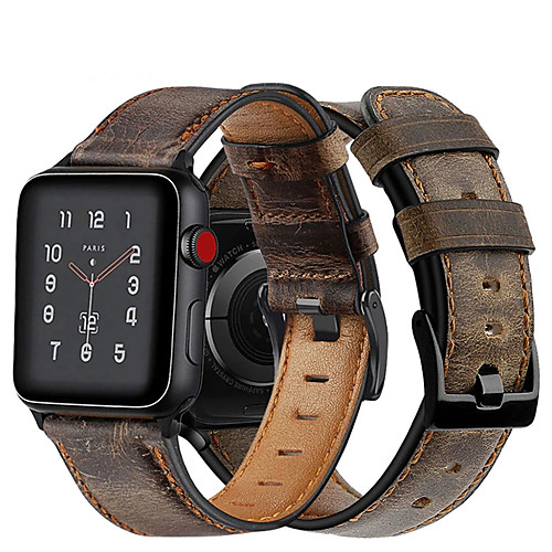 

Leather Watch Band for Apple Watch Series 6 SE / Apple Watch Series 5 / 4 / 3 / 2 / 1 38mm 40mm 42mm 44mm Replaceable Bracelet Wrist Strap Wristband
