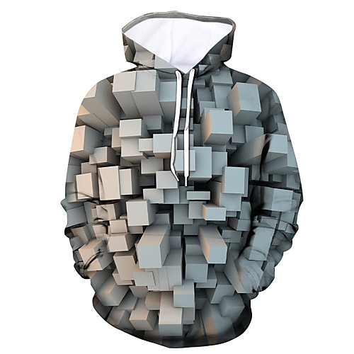 

Men's Plus Size Pullover Hoodie Sweatshirt Graphic Hooded Daily Going out 3D Print Casual Hoodies Sweatshirts Long Sleeve Gray