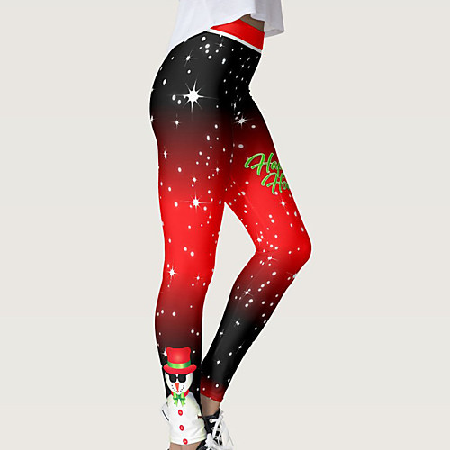 

Women's High Waist Yoga Pants Tights Leggings Tummy Control Butt Lift Breathable Christmas Black / Red Spandex Yoga Fitness Gym Workout Winter Sports Activewear Stretchy