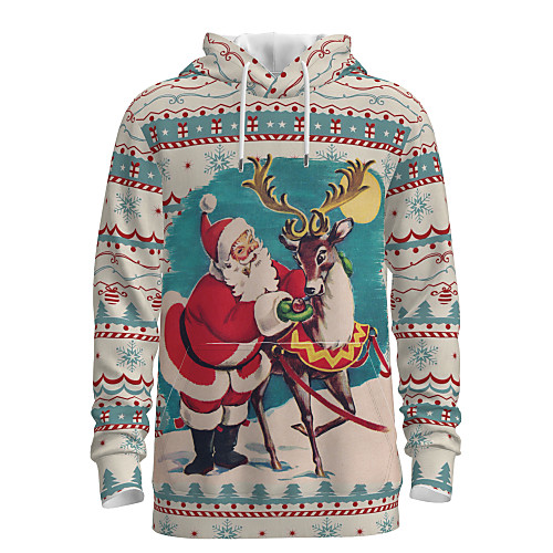 

Men's Pullover Hoodie Sweatshirt Graphic 3D Ugly Christmas Hooded Daily 3D Print Christmas Hoodies Sweatshirts Long Sleeve White