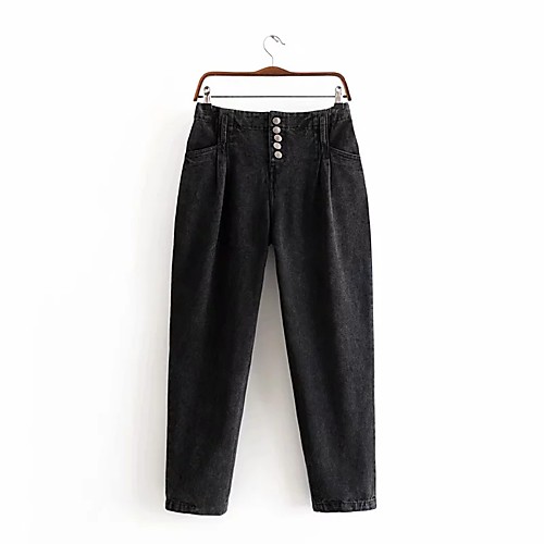 

Women's Basic Streetwear Comfort Daily Going out Pants Chinos Pants Solid Colored Full Length Pocket Black