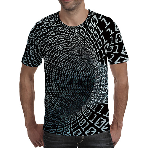 

Men's T shirt 3D Print Graphic 3D Plus Size Print Short Sleeve Daily Tops Elegant Exaggerated Round Neck Black