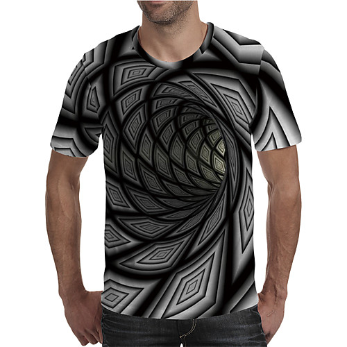 

Men's T shirt 3D Print Graphic 3D Plus Size Print Short Sleeve Daily Tops Elegant Exaggerated Black