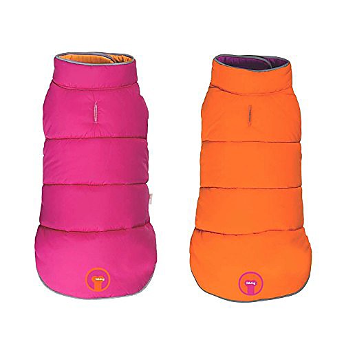 

reversible puffer dog coat hot pink/orange (20)