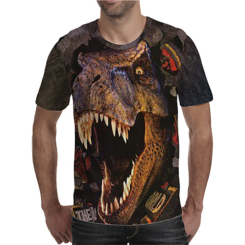 

Men's T shirt Shirt 3D Print Graphic Animal Plus Size Print Short Sleeve Daily Tops Elegant Exaggerated Round Neck Brown